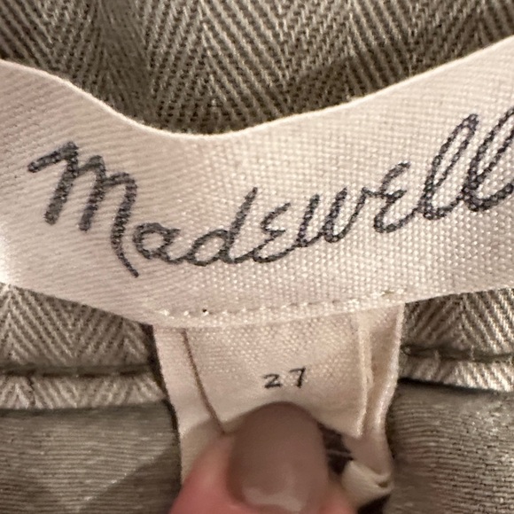 Madewell Perfect Vintage Straight Workwear Utility Pants Pale Green Herringbone - Picture 6 of 14